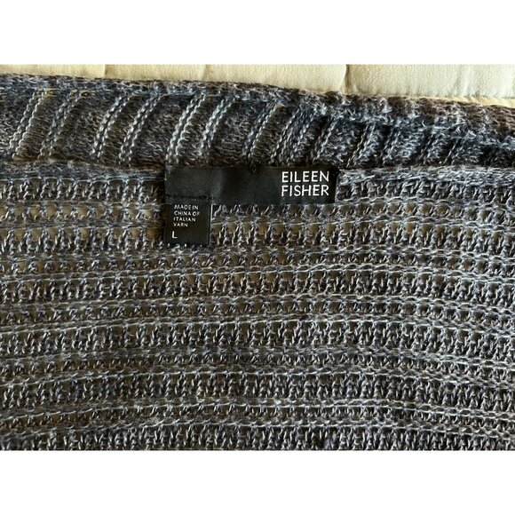 Eileen Fisher Open Front Cardigan 100% LINEN Size L Sweater Womens Gray Long Sle - Picture 6 of 12
